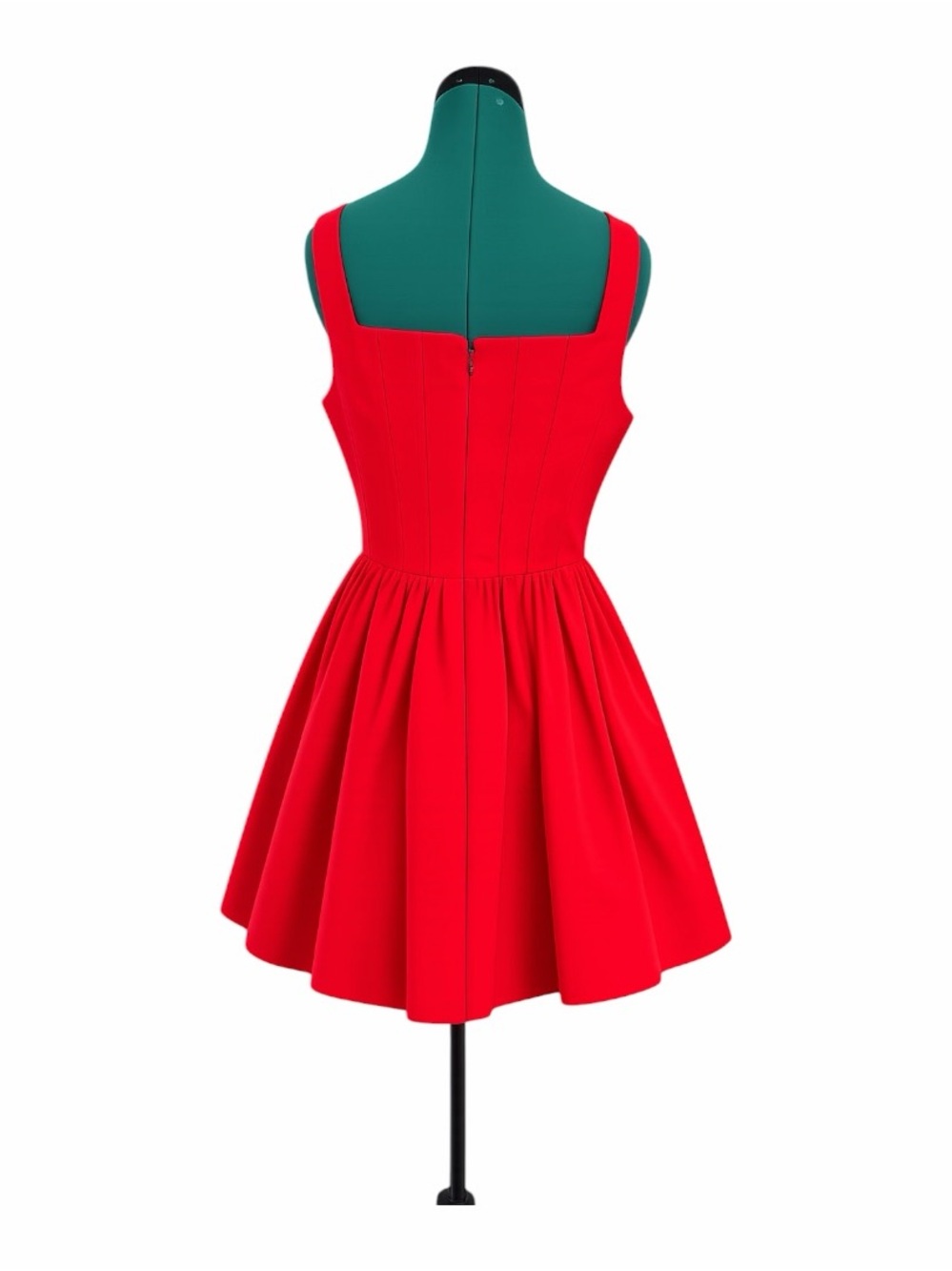 STAUD Landscape Poinsettia Red Corset Fit & Flare Mini Dress Size 14 NWT - Picture 5 of 9